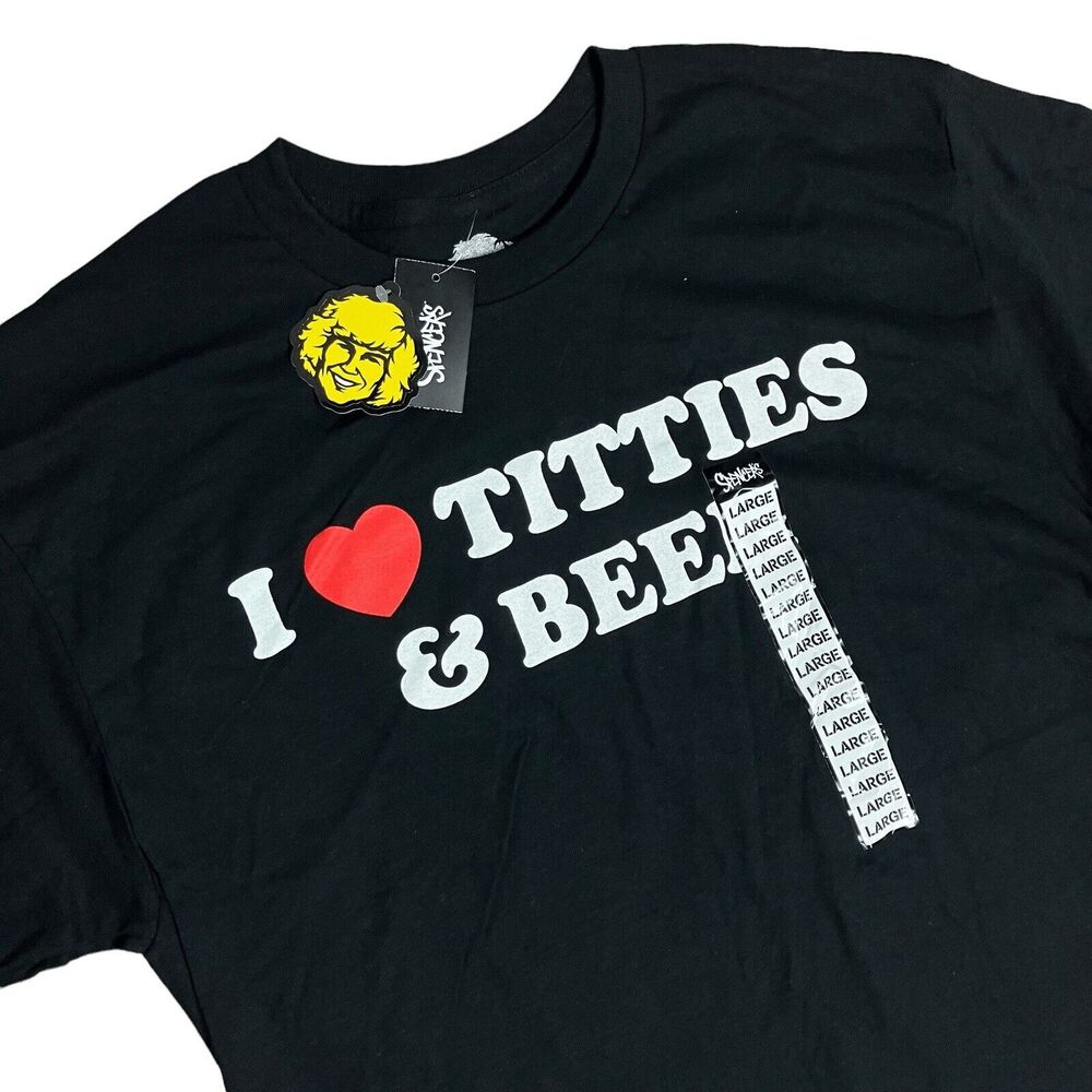 Danny Duncan Spencer T-Shirt Men’s L Black‎ Heart Titties And Beer Novelty Funny